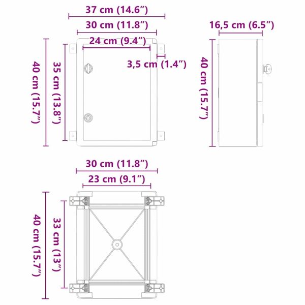 Контролен шкаф Сив 30 x 16,5 x 40 см ABS пластмаса