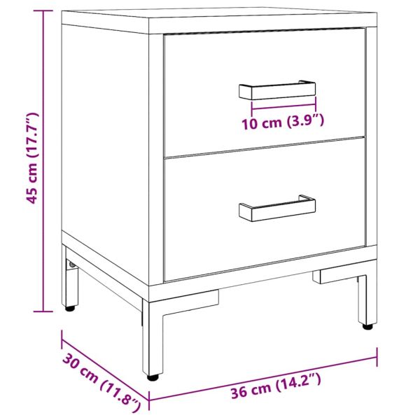 Нощно шкафче, черно, 36x30x45 см, бор масив