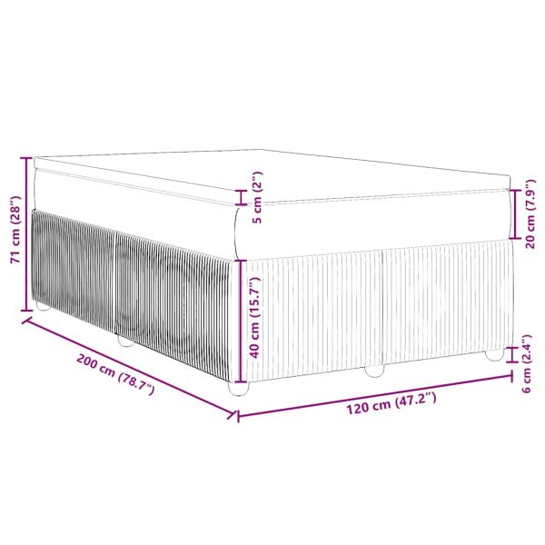 Боксспринг легло с матрак, тъмносиво, 120x200 см, плат