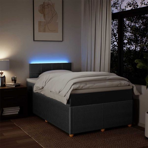 Боксспринг легло с матрак, тъмносиво, 120x200 см, плат