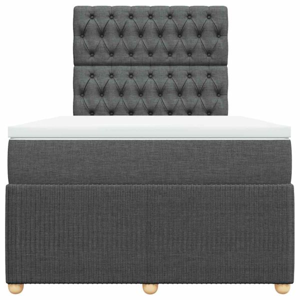 Боксспринг легло с матрак, тъмносиво, 120x200 см, плат