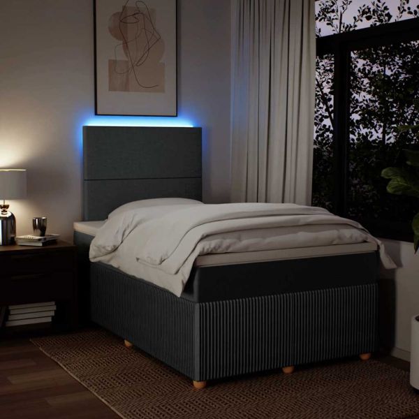 Боксспринг легло с матрак, тъмносиво, 120x200 см, плат