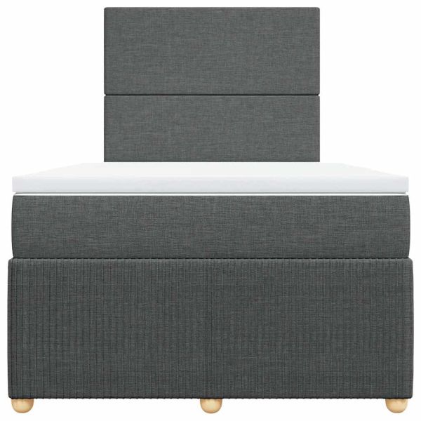 Боксспринг легло с матрак, тъмносиво, 120x200 см, плат