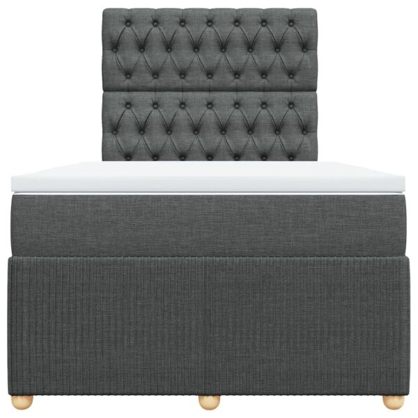 Боксспринг легло с матрак, тъмносиво, 120x200 см, плат