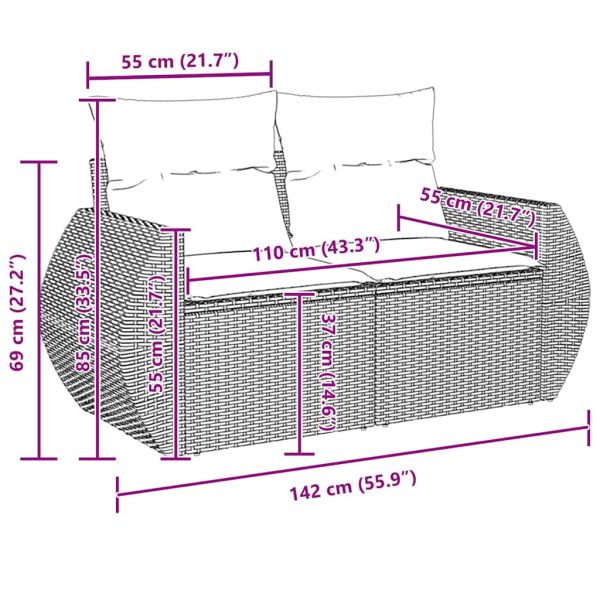 Градински Софа Комплект 12 pcs Бежово полиратан
