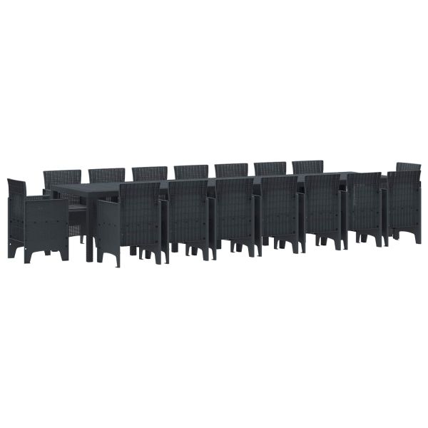 Градински комплект за хранене с възглавници 17 pcs Антрацит ПП