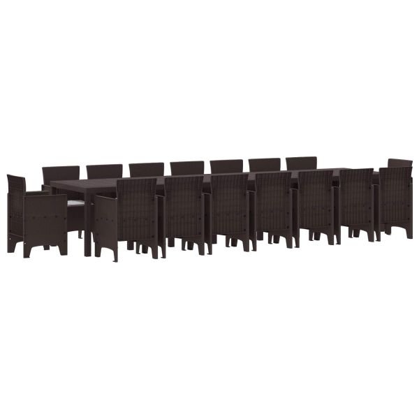 Градински комплект за хранене с възглавници 17 pcs Кафяво ПП