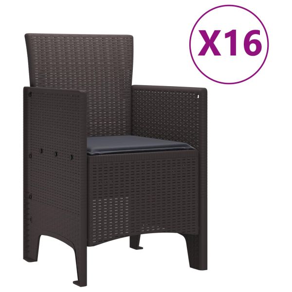 Градински комплект за хранене с възглавници 17 pcs Кафяво ПП