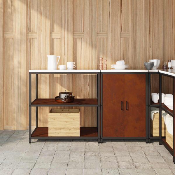 Комплект за кухненско съхранение с рафт с врата 2 pcs Ръждясало