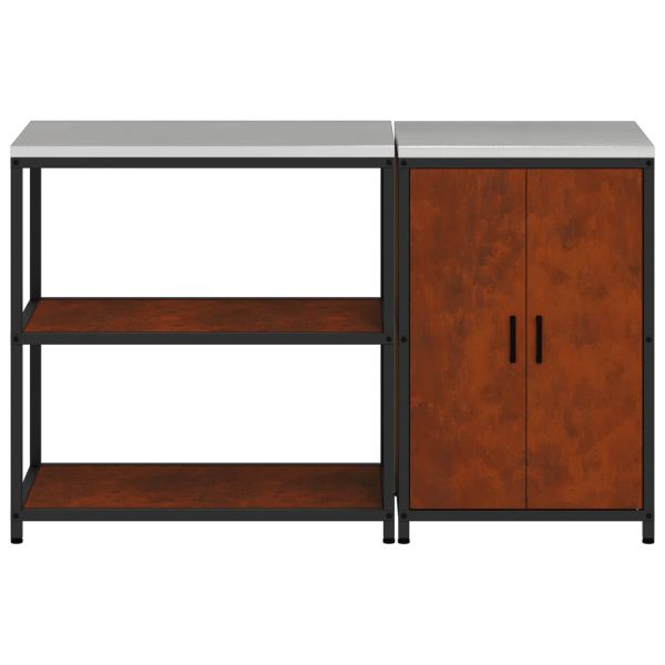 Комплект за кухненско съхранение с рафт с врата 2 pcs Ръждясало