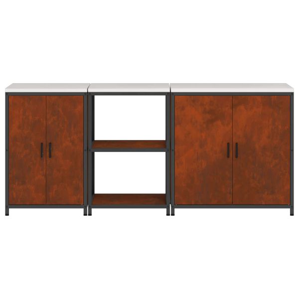 Комплект за кухненско съхранение с рафт с врата 3 pcs Ръждясало