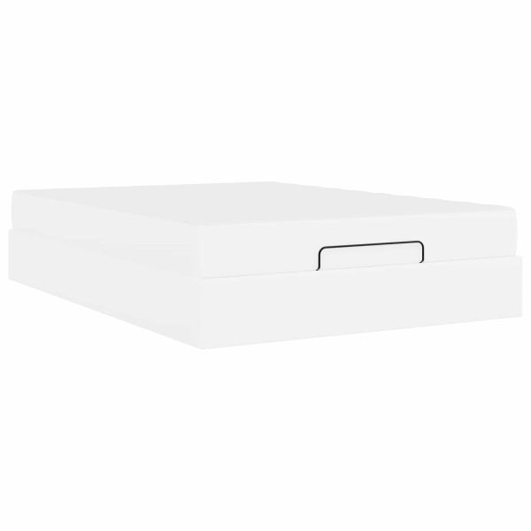 Рамка за легло с матрак с матрак 2 pcs Бяло ПВЦ