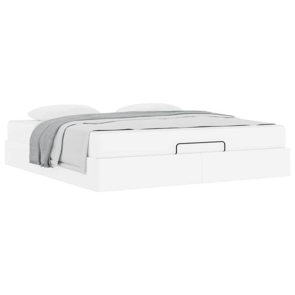 Рамка за легло с матрак с матрак 2 pcs Бяло ПВЦ