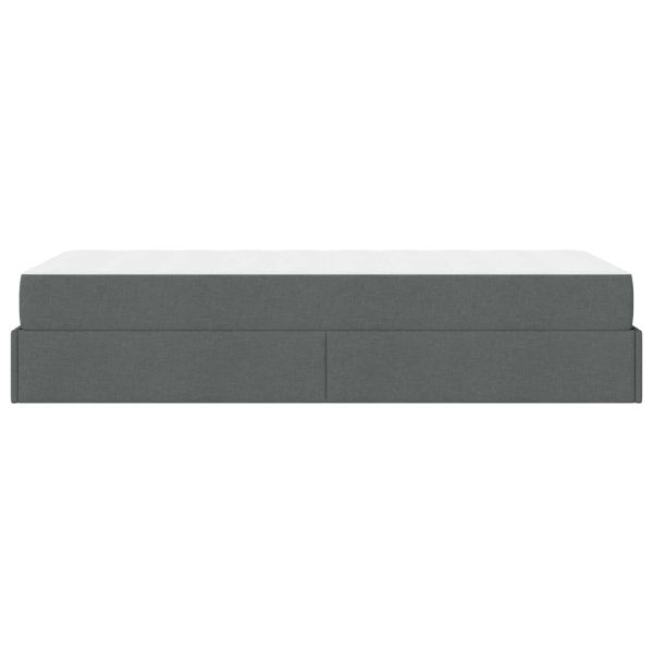 Рамка за легло с матрак с матрак 2 pcs Тъмен сив текстил