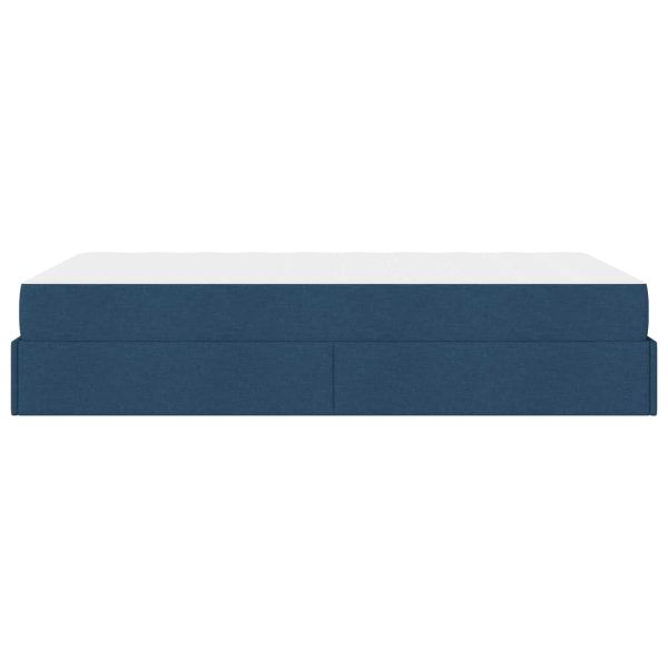 Рамка за легло с матрак с матрак 2 pcs Синьо текстил