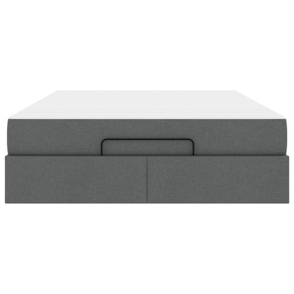 Рамка за легло с матрак с матрак 2 pcs Тъмен сив текстил