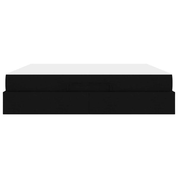 Рамка за легло с матрак с матрак 2 pcs Черно текстил