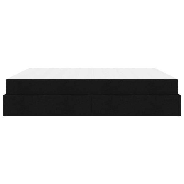 Рамка за легло с матрак с матрак 2 pcs Черно текстил