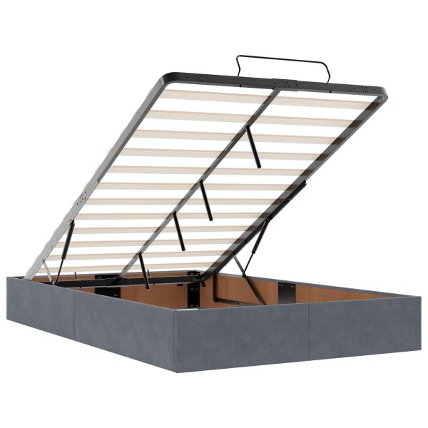 Рамка за легло с матрак с матрак 2 pcs Тъмен сив Кадифе