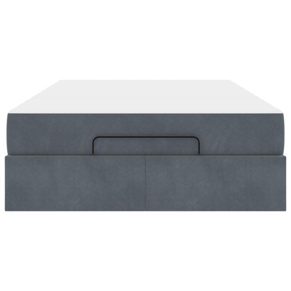 Рамка за легло с матрак с матрак 2 pcs Тъмен сив Кадифе
