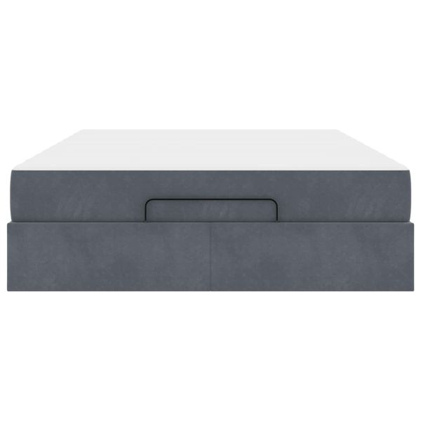 Рамка за легло с матрак с матрак 2 pcs Тъмен сив Кадифе