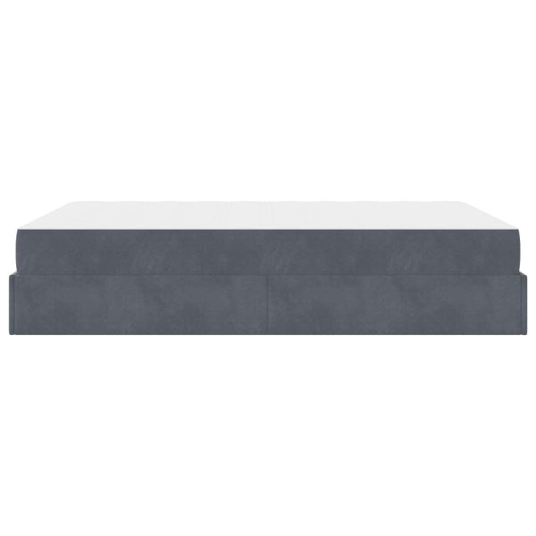 Рамка за легло с матрак с матрак 2 pcs Тъмен сив Кадифе