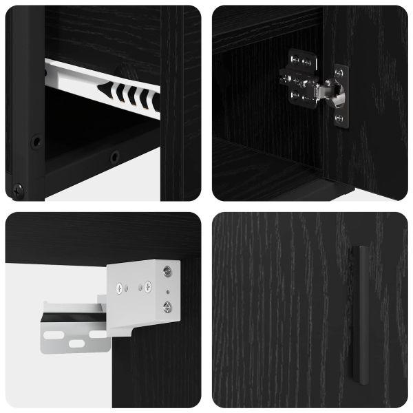 Комплект мебели за баня с врата 2 pcs Черен дъб Инженерно дърво