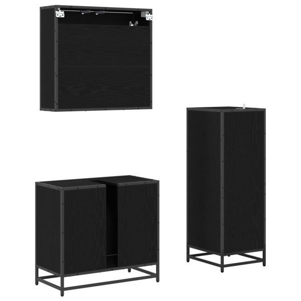 Комплект мебели за баня с рафт 3 pcs Черния дъб Инженерно дърво