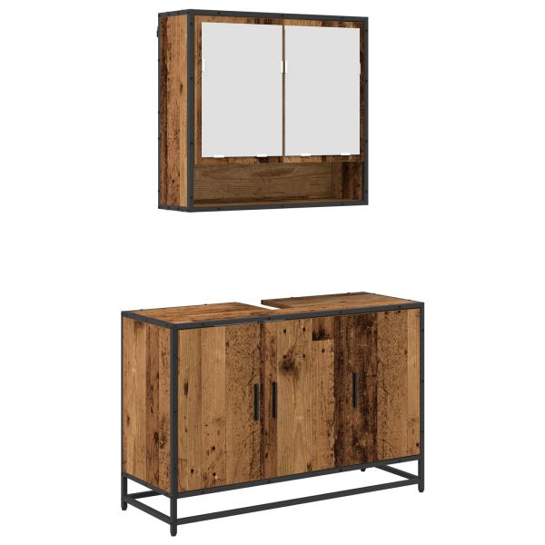 Комплект мебели за баня 2 pcs Старо дърво Инженерно дърво