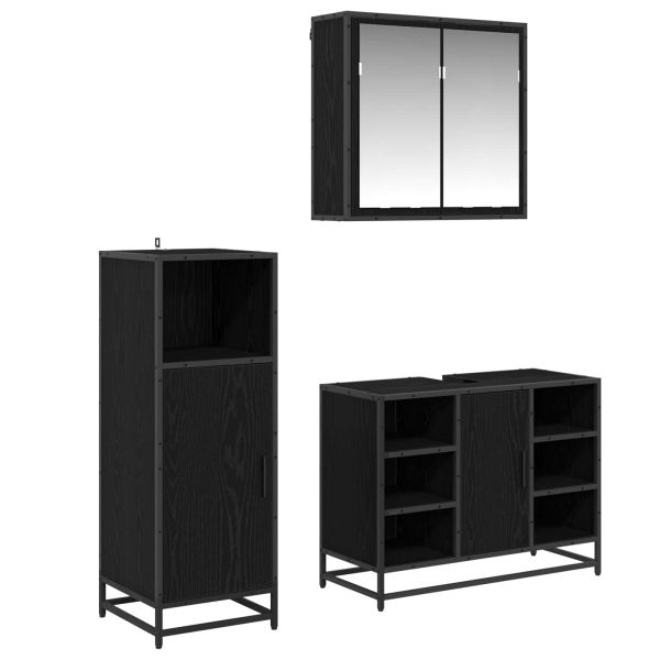 Комплект мебели за баня с рафт 3 pcs Черния дъб Инженерно дърво