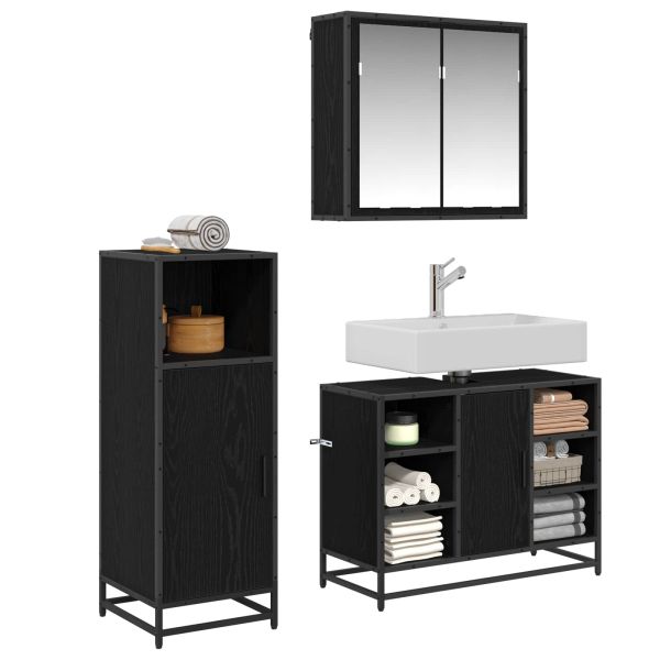 Комплект мебели за баня с рафт 3 pcs Черния дъб Инженерно дърво