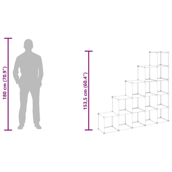 Органайзер с кубични отделения, 15 куба, прозрачен, PP