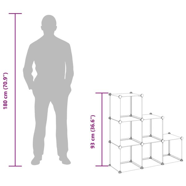Органайзер с кубични отделения, 6 куба, прозрачен, PP