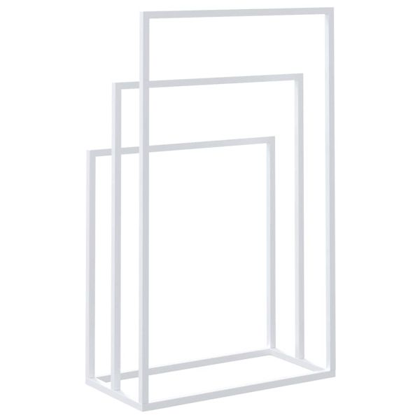 Свободностояща поставка за кърпи, бяла, 48x24x79 см, желязо