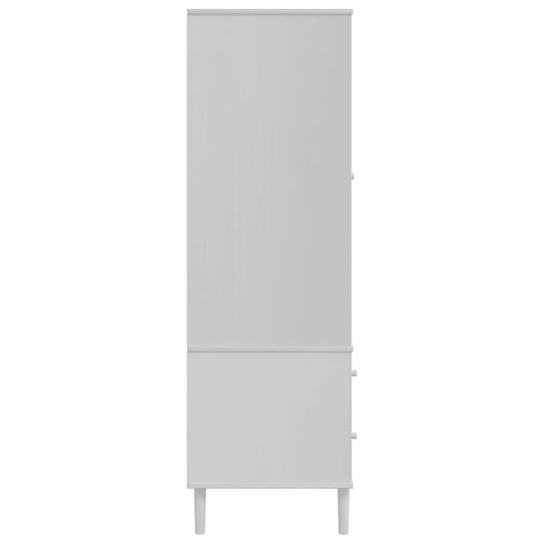 Гардероб "SENJA", ратанова визия, бял, 90x55x175 см, бор масив