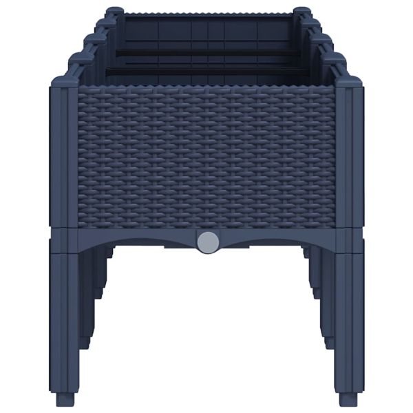 Градинска кашпа с крака, синьо сив, 160x40x42 см, PP