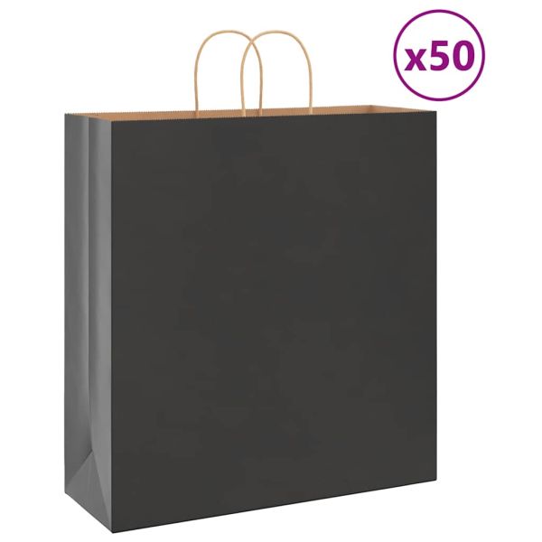 Хартиени торбички 50 бр с дръжки черни 45x17x48 см