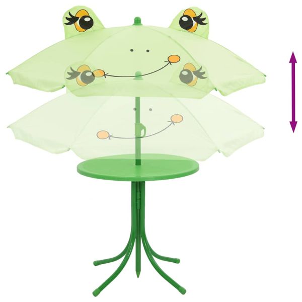 Детски градински бистро комплект от 3 части, с чадър, зелен