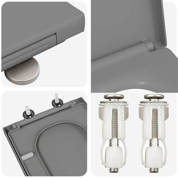 Тоалетна седалка Сив 47,5 x 35 x 3,6 см Дуропласт