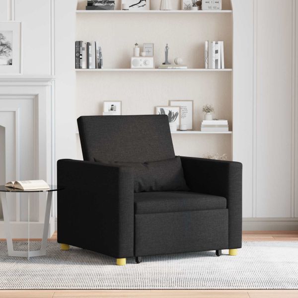 Разтегателен диван с единично легло Черно 90 x 165 x 87 см