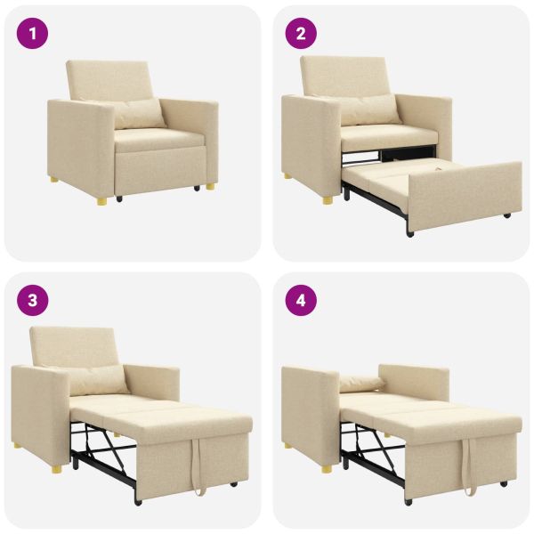 Разтегателен диван с единично легло Крем 90 x 165 x 87 см