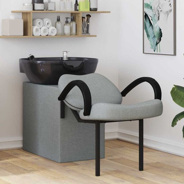 Шампоан стол Светлосив и черен 63 x 141 x 92 см текстил