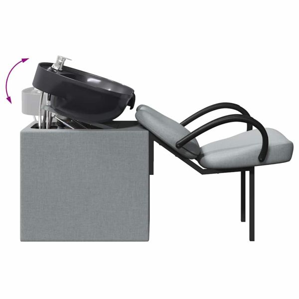 Шампоан стол Светлосив и черен 63 x 141 x 92 см текстил