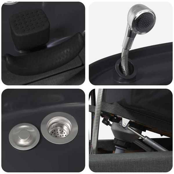 Шампоан стол Тъмен сив и черен 63 x 141 x 92 см текстил