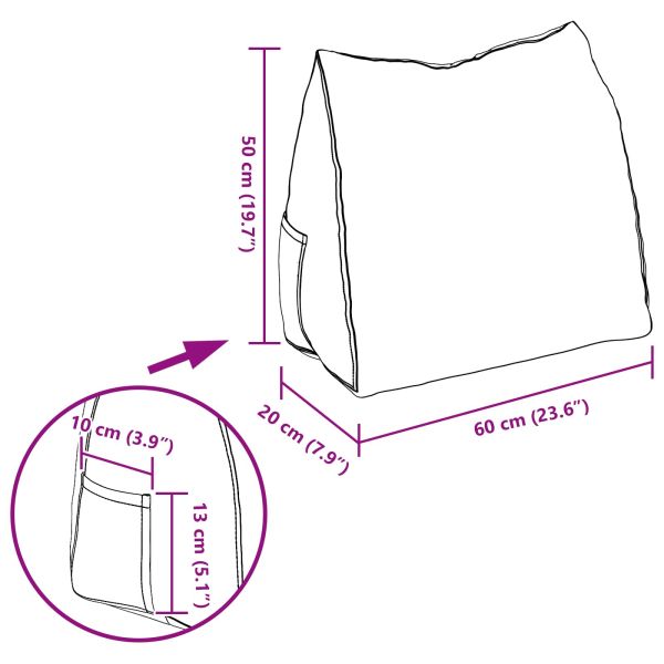 Възглавница за гръб Розово 60 x 20 x 50 см текстил