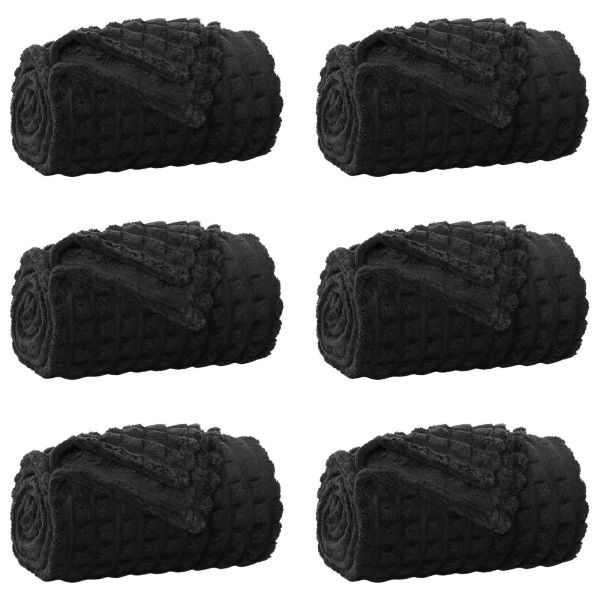Одеала за хвърляне 6 pcs Черно 200 x 150 cm Мека вълна