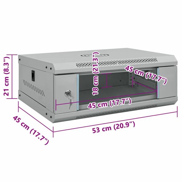 Мрежов кабинет със съхранение Сив 53 x 45 x 21 см Стомана