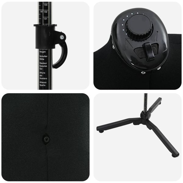 Регулируем формат за рокля женски Черно 37.5-45.5 инча текстил