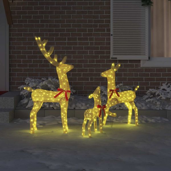 Семейство елени 3 pcs Топло бяло 68 x 26 x 127 см текстил