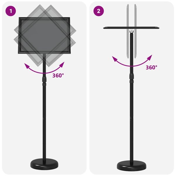 Стендове за търговски прояви Черно 25 x 25 x 125 см Алуминий